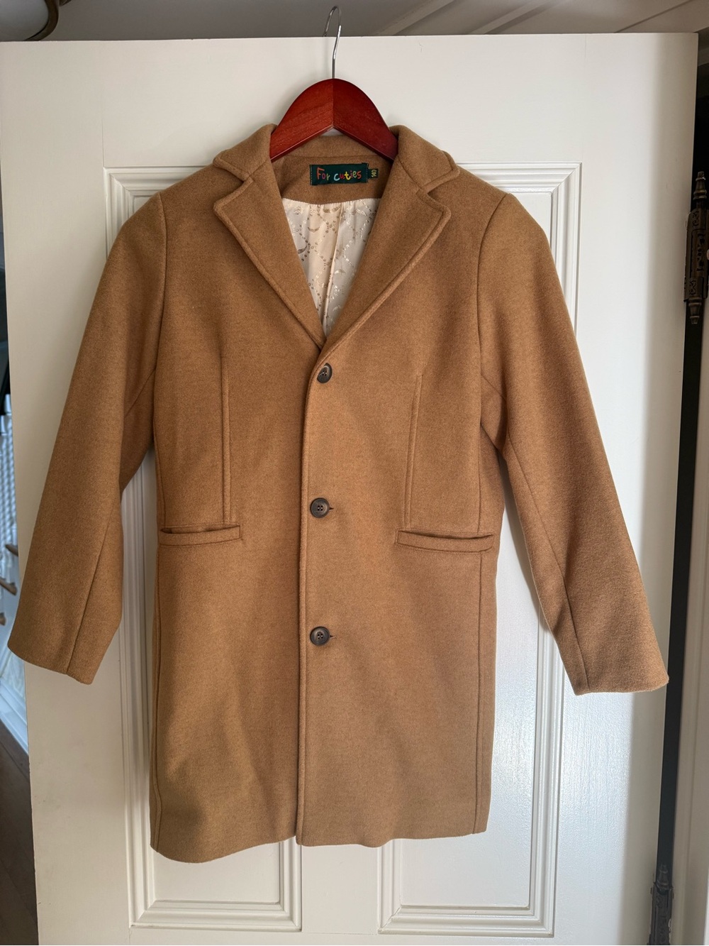 Beautiful Boy's Camel Wool-Blend Overcoat